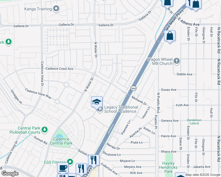 map of restaurants, bars, coffee shops, grocery stores, and more near 390 Inflection Street in Henderson