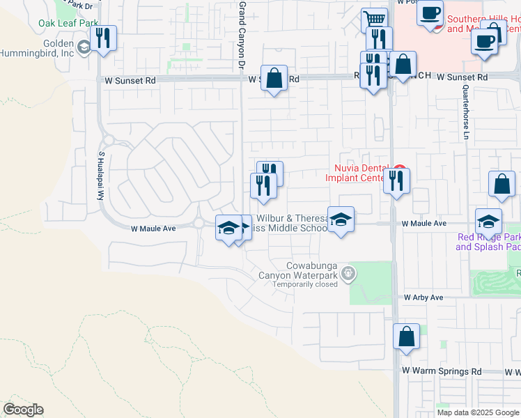 map of restaurants, bars, coffee shops, grocery stores, and more near 6858 Truffle Gray Street in Las Vegas