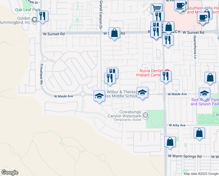 map of restaurants, bars, coffee shops, grocery stores, and more near 6858 Truffle Gray Street in Las Vegas