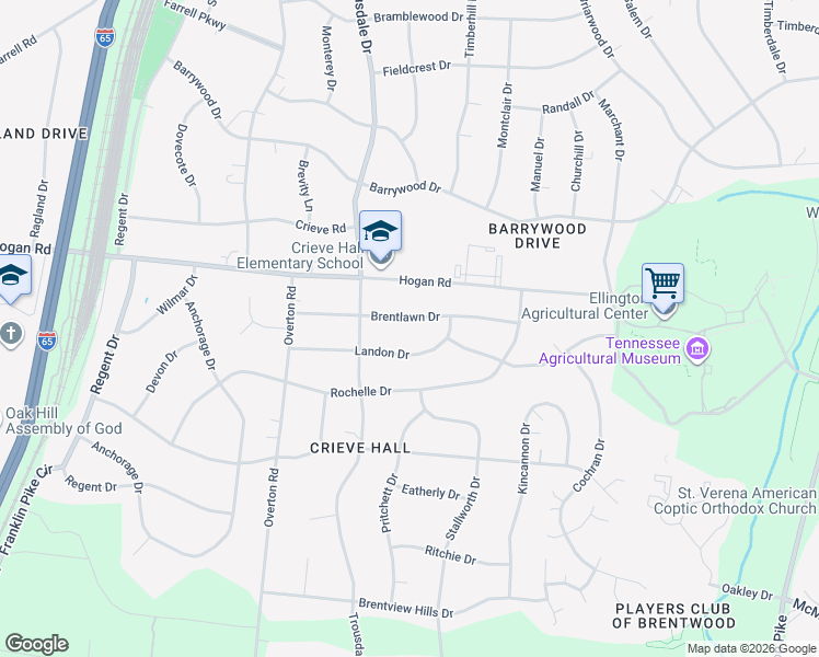 map of restaurants, bars, coffee shops, grocery stores, and more near 412 Landon Drive in Nashville