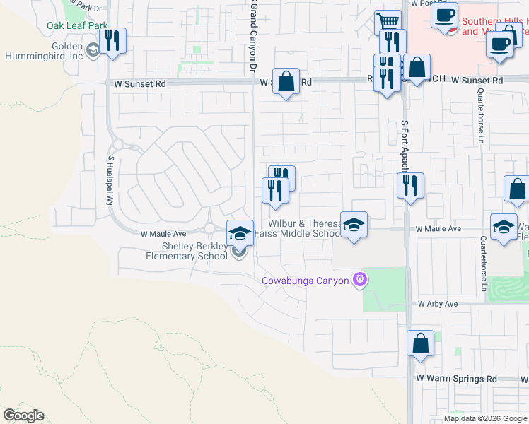 map of restaurants, bars, coffee shops, grocery stores, and more near 6881 Wood Clover Court in Las Vegas