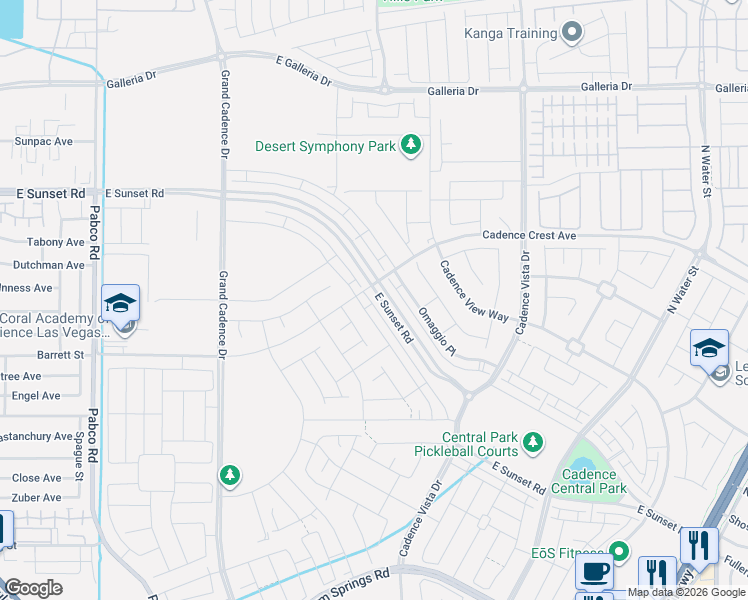 map of restaurants, bars, coffee shops, grocery stores, and more near East Warm Springs Road in Henderson