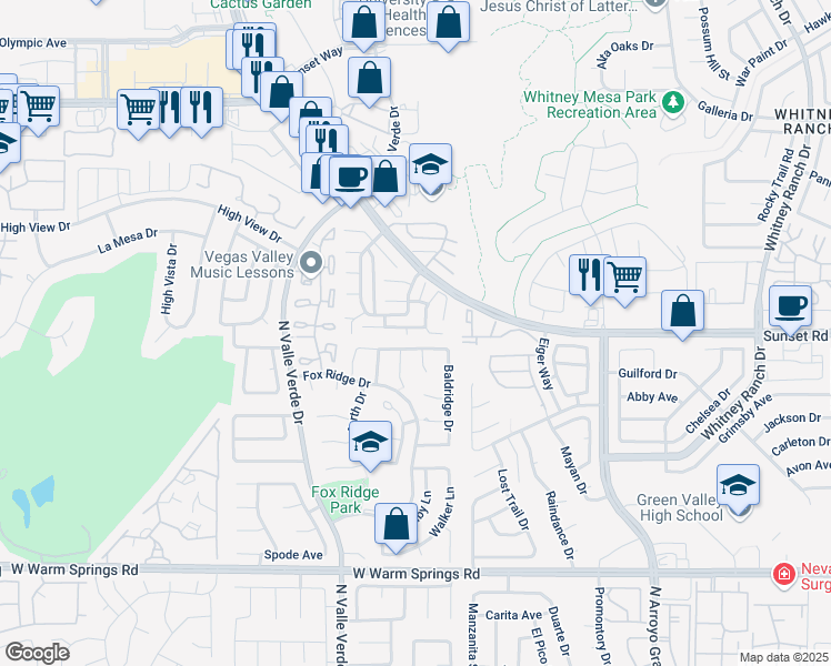 map of restaurants, bars, coffee shops, grocery stores, and more near 552 Heswall Court in Henderson