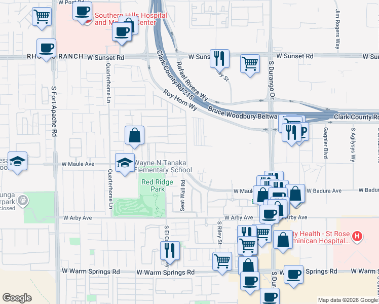 map of restaurants, bars, coffee shops, grocery stores, and more near 8946 Drew Valley Court in Las Vegas