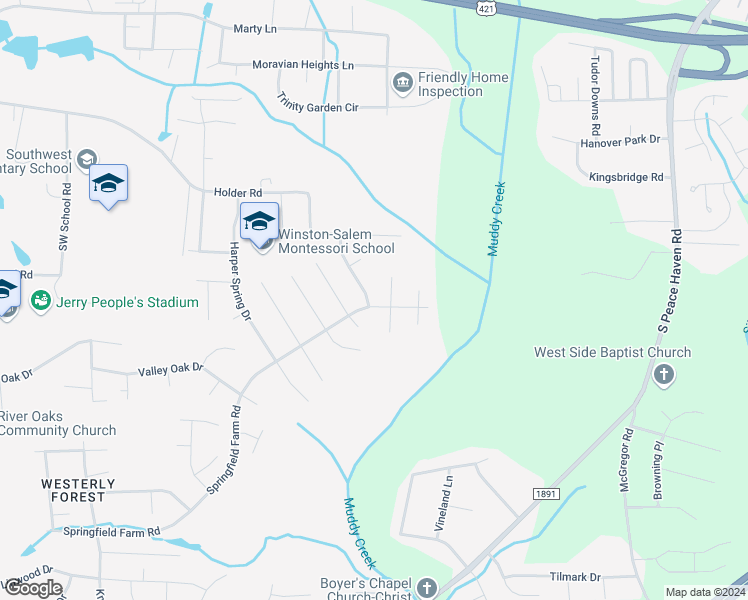 map of restaurants, bars, coffee shops, grocery stores, and more near 1795 Pebble Run Lane in Clemmons