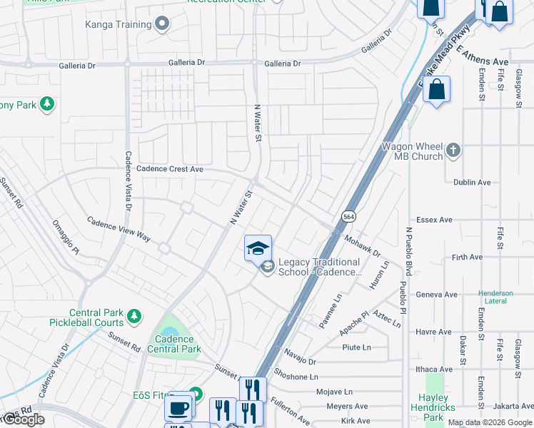 map of restaurants, bars, coffee shops, grocery stores, and more near 379 Pretissimo Lane in Henderson
