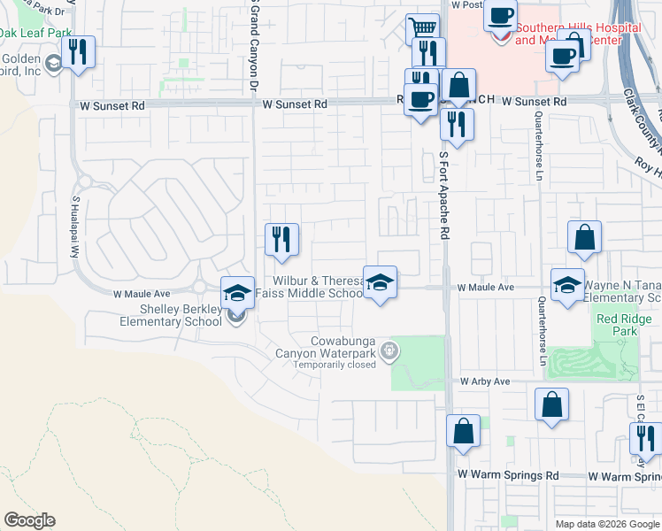 map of restaurants, bars, coffee shops, grocery stores, and more near 9645 Bandera Creek Avenue in Las Vegas