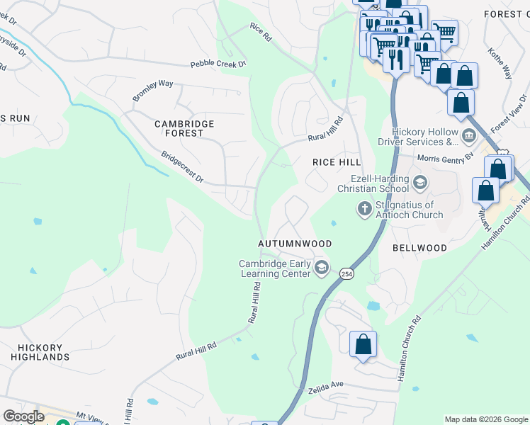 map of restaurants, bars, coffee shops, grocery stores, and more near 1244-1256 Rural Hill Road in Nashville