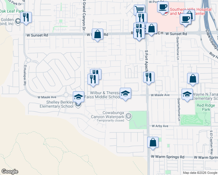 map of restaurants, bars, coffee shops, grocery stores, and more near 9645 Bandera Creek Avenue in Las Vegas
