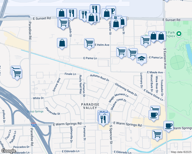 map of restaurants, bars, coffee shops, grocery stores, and more near 1645 Autumn Rust Drive in Las Vegas