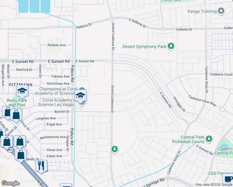 map of restaurants, bars, coffee shops, grocery stores, and more near 1600-1698 Pabco Rd in Henderson