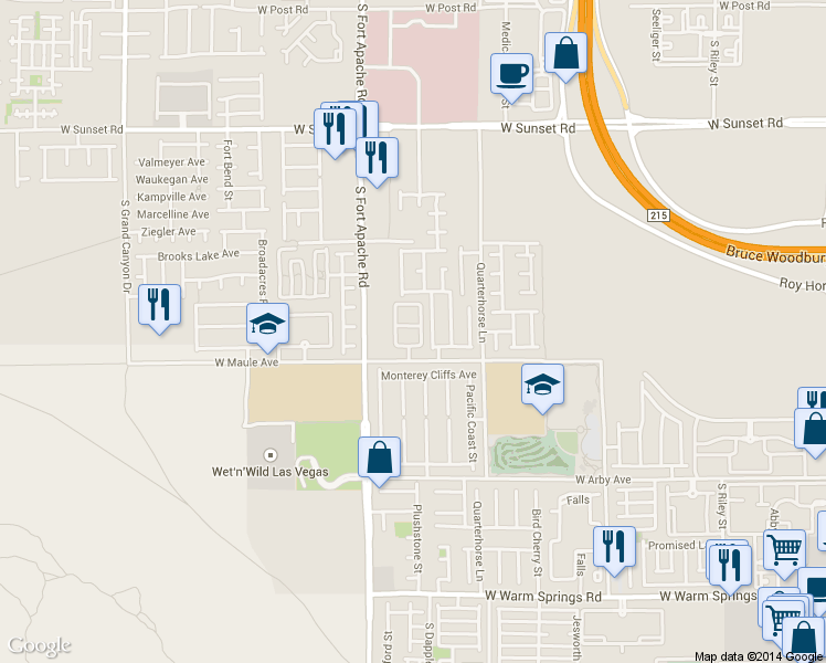 map of restaurants, bars, coffee shops, grocery stores, and more near 6796 Gold Yarrow Street in Las Vegas