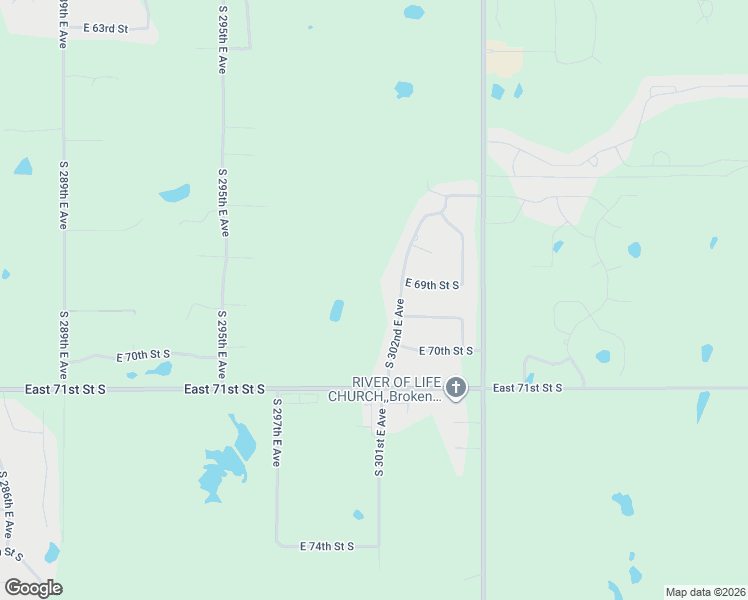 map of restaurants, bars, coffee shops, grocery stores, and more near 6906 South 302nd East Avenue in Broken Arrow