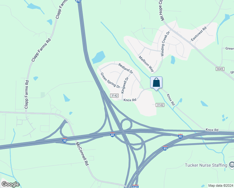 map of restaurants, bars, coffee shops, grocery stores, and more near 1104 Knox Road in McLeansville