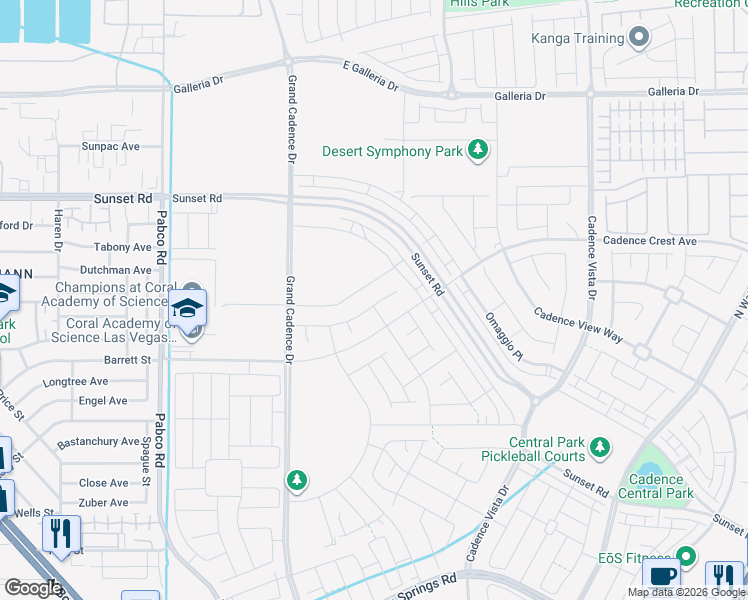 map of restaurants, bars, coffee shops, grocery stores, and more near 78 Sonata Dawn Avenue in Henderson