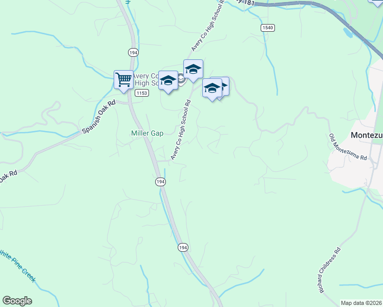 map of restaurants, bars, coffee shops, grocery stores, and more near 143 Rosebay Lane in Newland