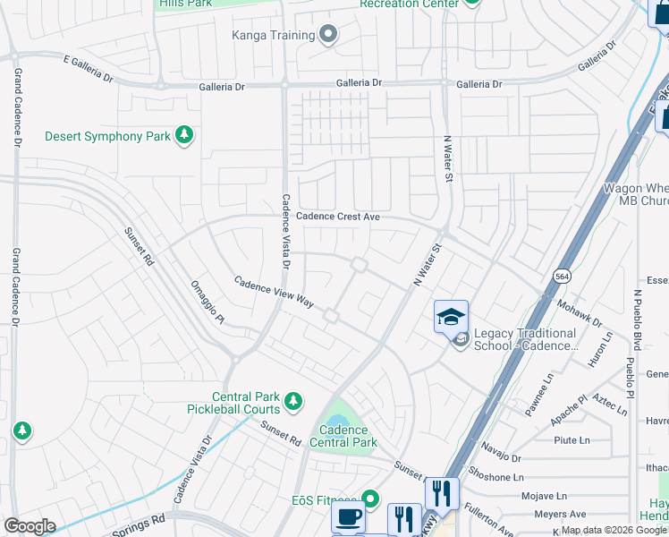 map of restaurants, bars, coffee shops, grocery stores, and more near 265 Homeward Way in Henderson