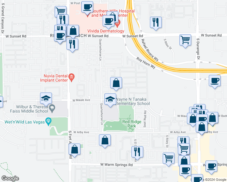 map of restaurants, bars, coffee shops, grocery stores, and more near 9134 Rushing Wind Avenue in Las Vegas
