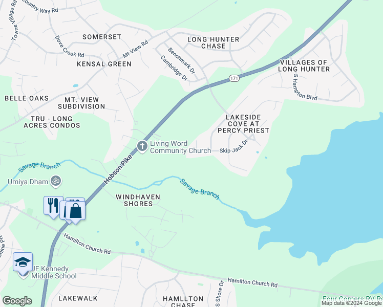 map of restaurants, bars, coffee shops, grocery stores, and more near 304 Eastport Court in Nashville