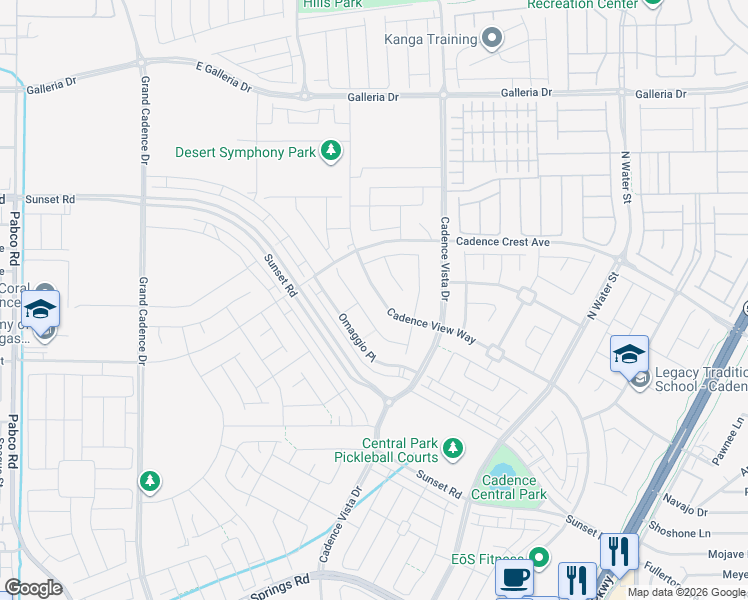 map of restaurants, bars, coffee shops, grocery stores, and more near 763 Cadence View Way in Henderson