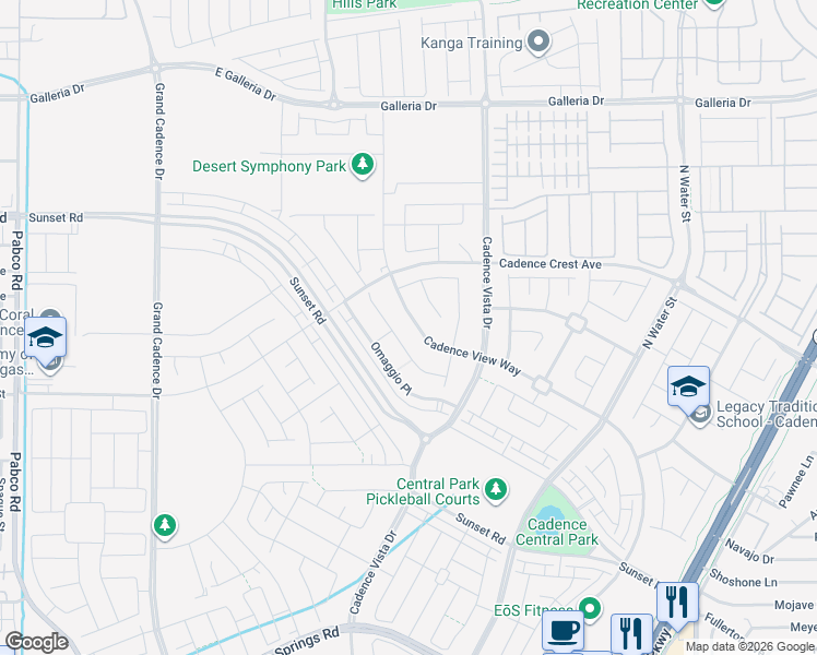 map of restaurants, bars, coffee shops, grocery stores, and more near 763 Cadence View Way in Henderson