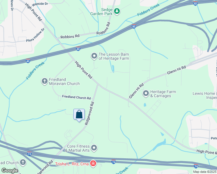map of restaurants, bars, coffee shops, grocery stores, and more near 3906 Magnolia Place Lane in Winston-Salem