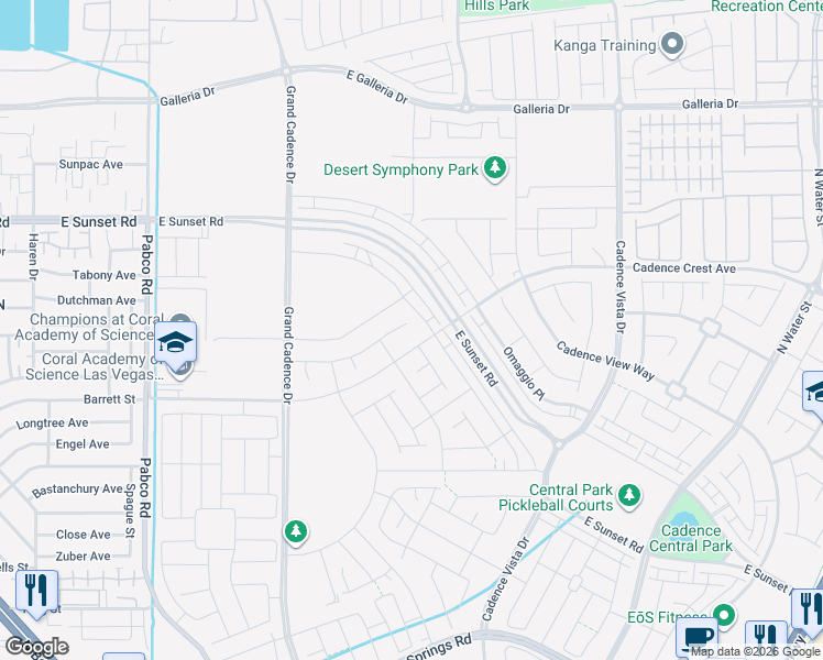 map of restaurants, bars, coffee shops, grocery stores, and more near 91 Sonata Dawn Avenue in Henderson