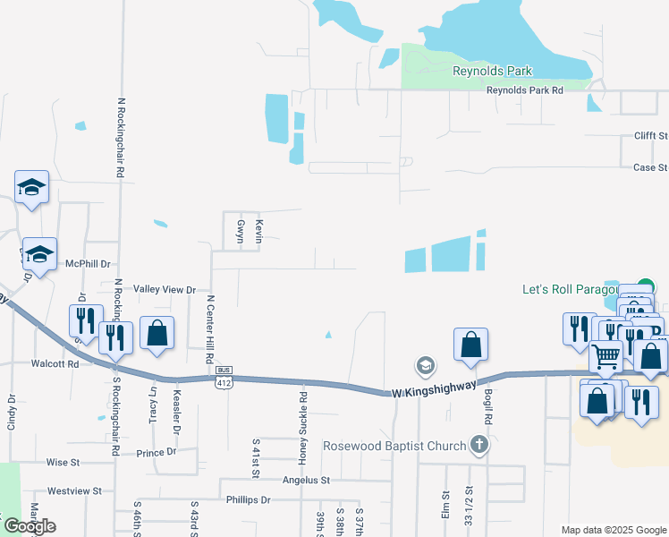 map of restaurants, bars, coffee shops, grocery stores, and more near 503 39th Street North in Paragould