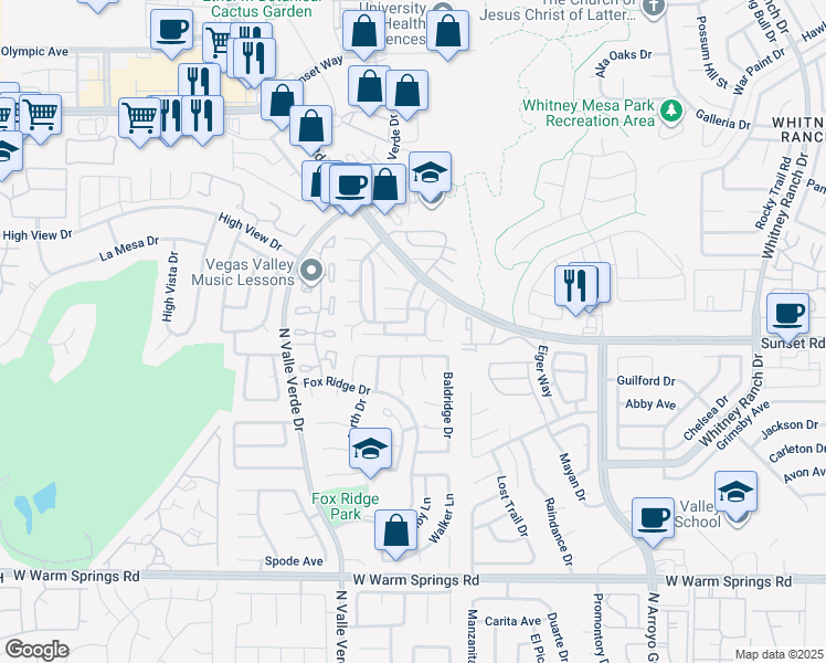 map of restaurants, bars, coffee shops, grocery stores, and more near 1843 Mimosa Court in Henderson
