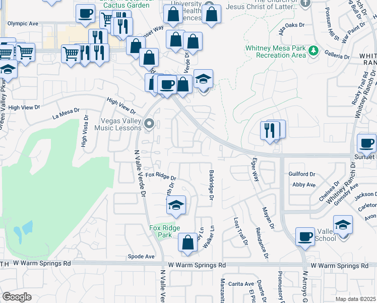 map of restaurants, bars, coffee shops, grocery stores, and more near 1843 Mimosa Court in Henderson