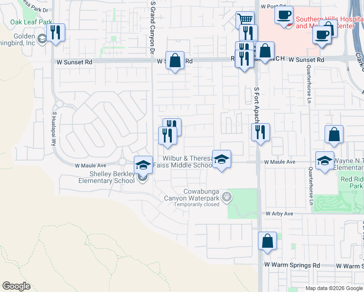 map of restaurants, bars, coffee shops, grocery stores, and more near 6835 Wimberly Street in Las Vegas