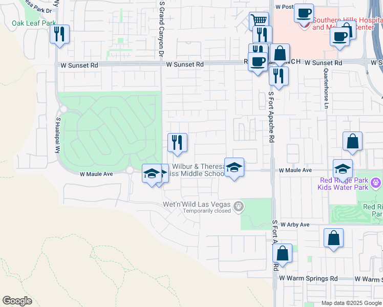 map of restaurants, bars, coffee shops, grocery stores, and more near 9721 Bonanza Creek Avenue in Las Vegas