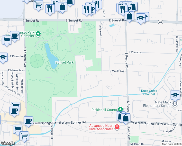 map of restaurants, bars, coffee shops, grocery stores, and more near 3074 Monte Rosa Avenue in Las Vegas