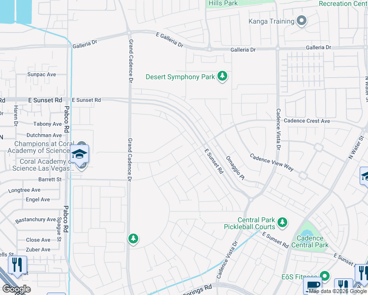 map of restaurants, bars, coffee shops, grocery stores, and more near 91 Sonata Dawn Avenue in Henderson
