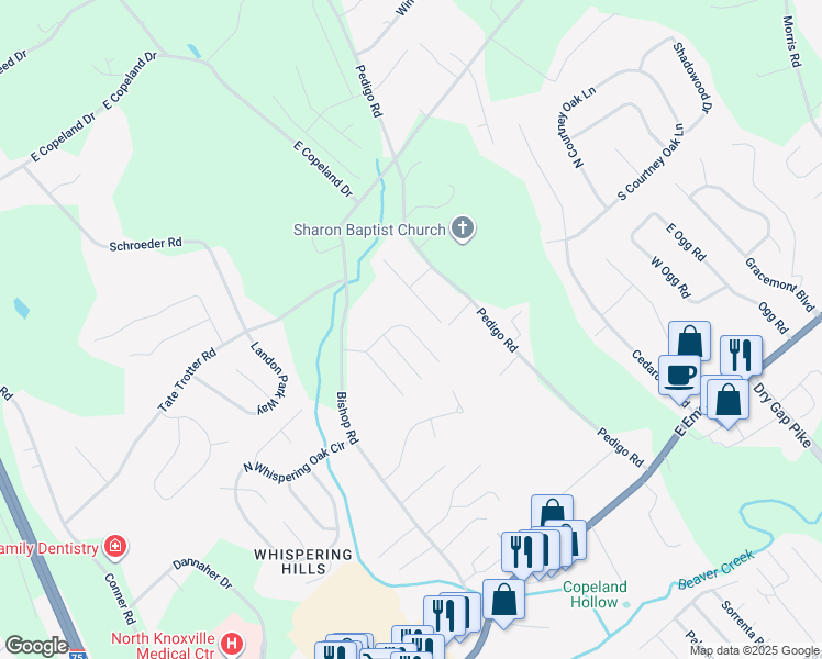 map of restaurants, bars, coffee shops, grocery stores, and more near 944 Annatole Lane in Knoxville