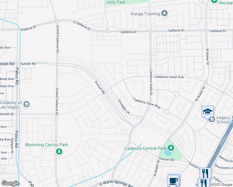 map of restaurants, bars, coffee shops, grocery stores, and more near 780 Omaggio Place in Henderson