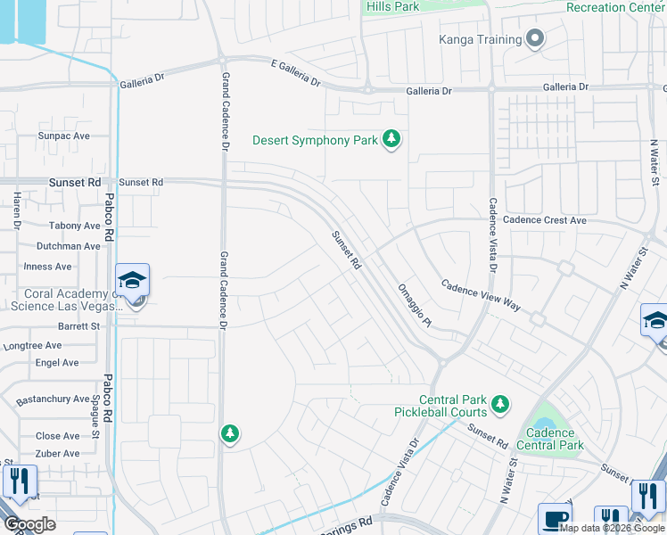map of restaurants, bars, coffee shops, grocery stores, and more near East Galleria Drive in Henderson