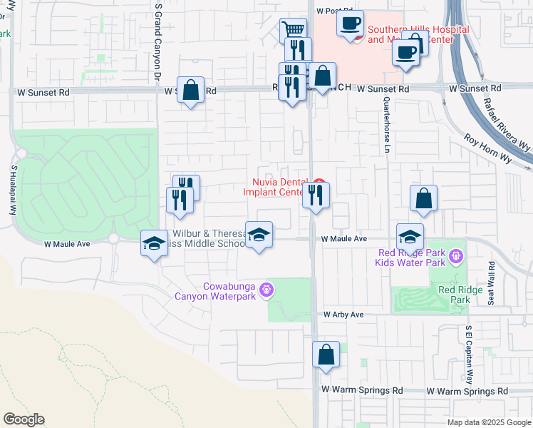 map of restaurants, bars, coffee shops, grocery stores, and more near 9500 West Maule Avenue in Las Vegas