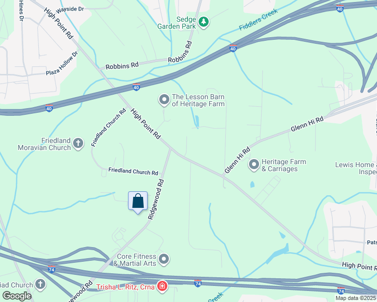 map of restaurants, bars, coffee shops, grocery stores, and more near 3930 Magnolia Place Lane in Winston-Salem