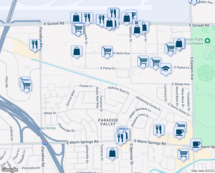 map of restaurants, bars, coffee shops, grocery stores, and more near 6913 Jasmine Creek Way in Las Vegas