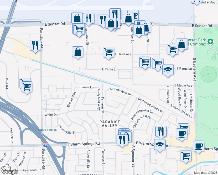 map of restaurants, bars, coffee shops, grocery stores, and more near 1580 Autumn Rust Drive in Las Vegas