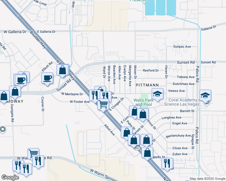 map of restaurants, bars, coffee shops, grocery stores, and more near 1809 Bearden Avenue in Henderson