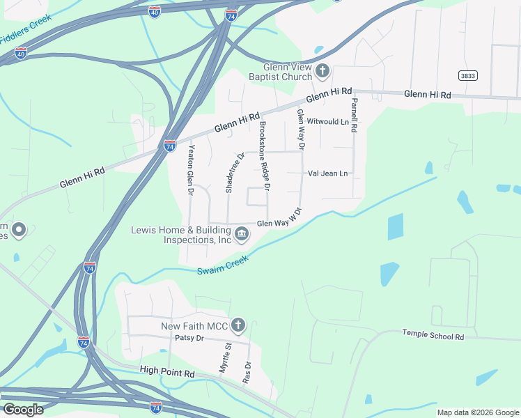 map of restaurants, bars, coffee shops, grocery stores, and more near 5068 Brookstone Ridge Drive in Winston-Salem