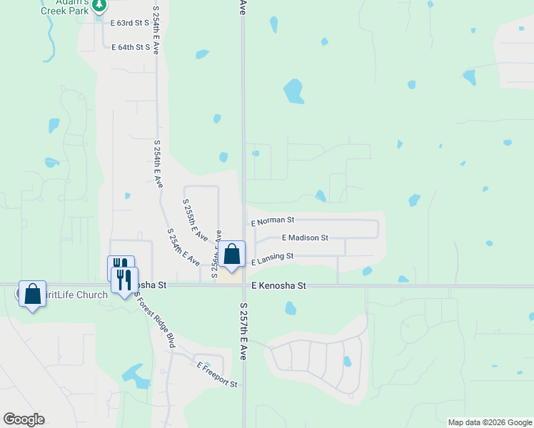map of restaurants, bars, coffee shops, grocery stores, and more near 8004 East Norman Street in Broken Arrow