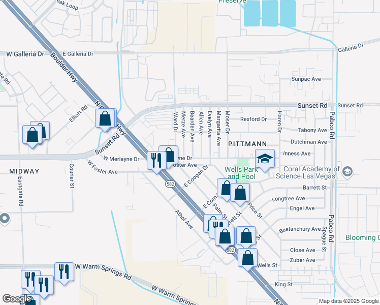 map of restaurants, bars, coffee shops, grocery stores, and more near 1809 Bearden Avenue in Henderson