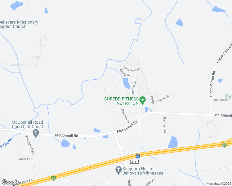 map of restaurants, bars, coffee shops, grocery stores, and more near 4208 Waterlyn Drive in Greensboro