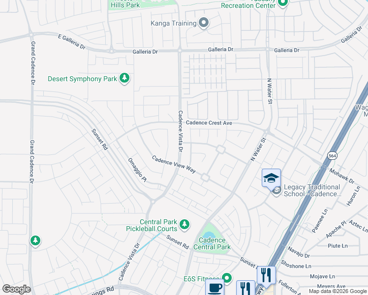 map of restaurants, bars, coffee shops, grocery stores, and more near 606 Cadence Vista Drive in Henderson