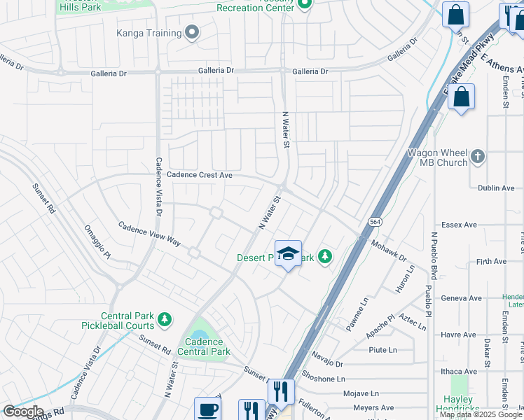 map of restaurants, bars, coffee shops, grocery stores, and more near 1183 North Water Street in Henderson