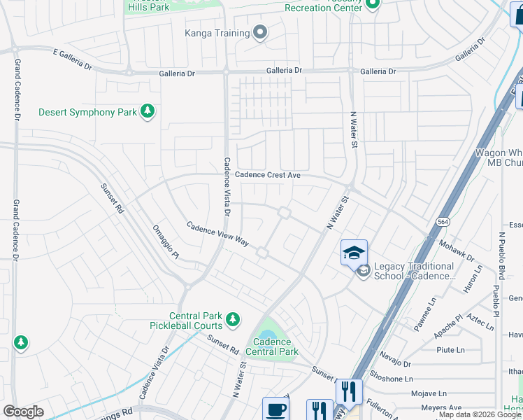 map of restaurants, bars, coffee shops, grocery stores, and more near 265 Homeward Way in Henderson