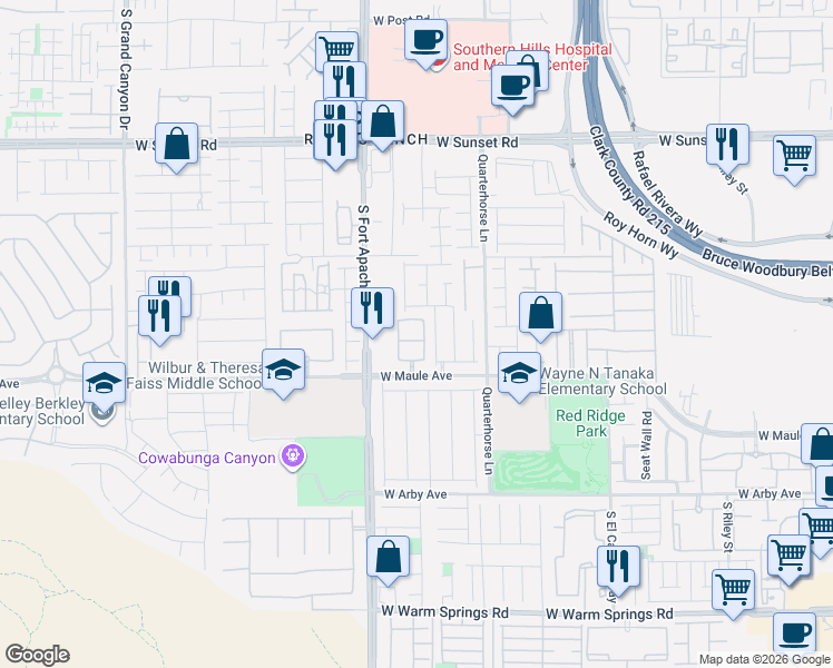 map of restaurants, bars, coffee shops, grocery stores, and more near 6796 Gold Yarrow Street in Las Vegas